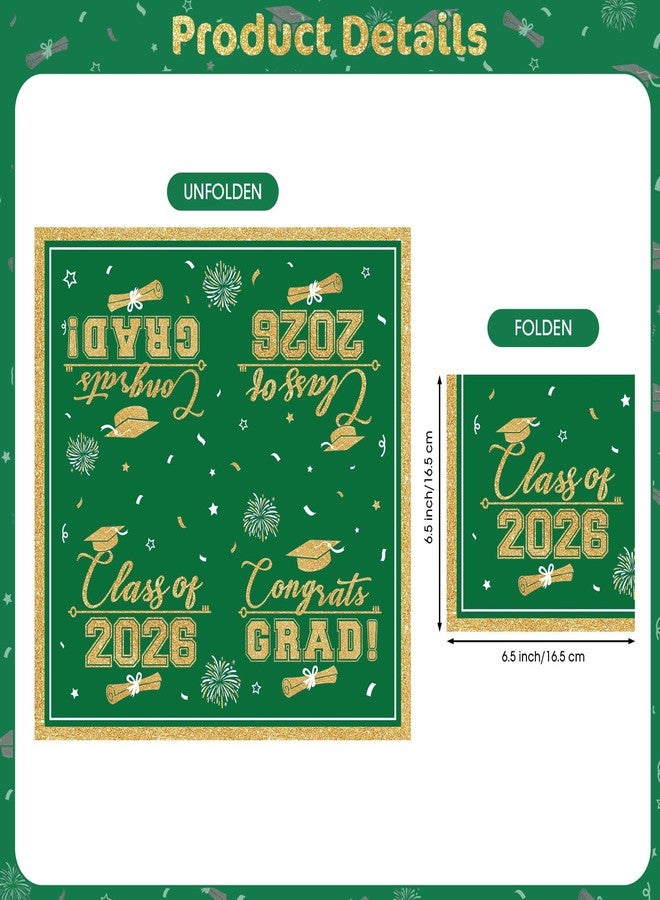 PERFQU 50 Pcs Graduation Napkins Class of 2026 - Green Gold Congrats Grad Napkins Set, 3-Ply Disposable Graduation Luncheon Dinner Party Paper Napkins for Graduations Party Supplies Table Decoration - Image 4